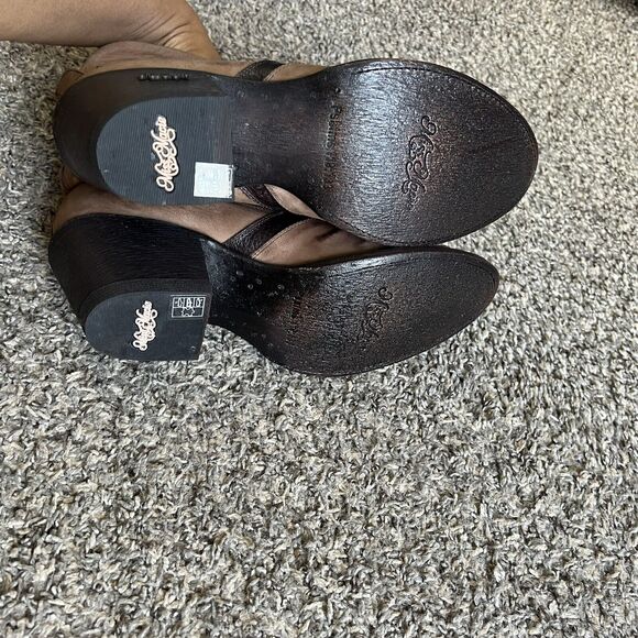 MISS MACIE Studs Ankle Boot 9 M Piper Ribbed Zipper Brown Patchwork Leather New - Picture 3 of 9